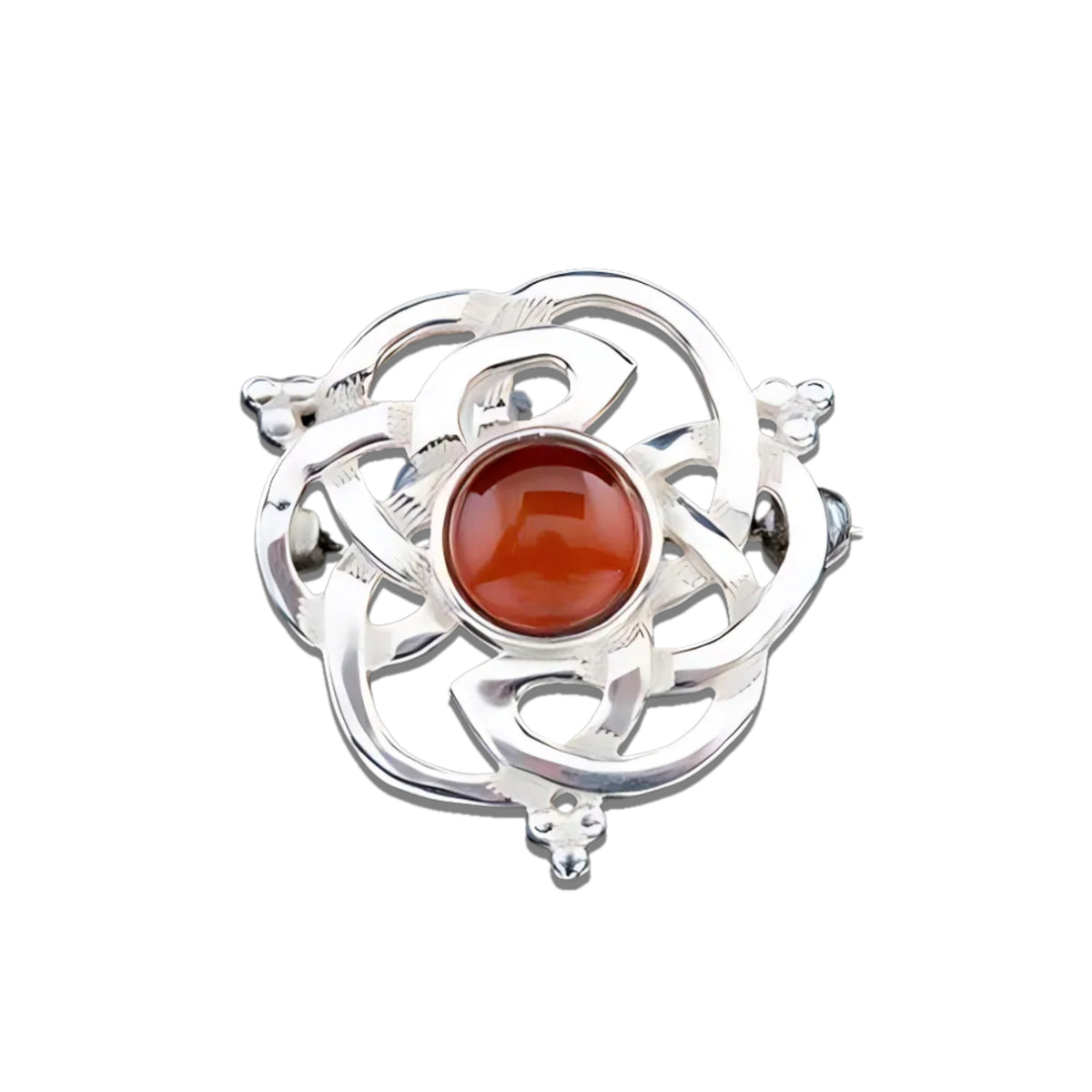 Silver or Gold Amber Celtic Brooch - AB130 Shetland