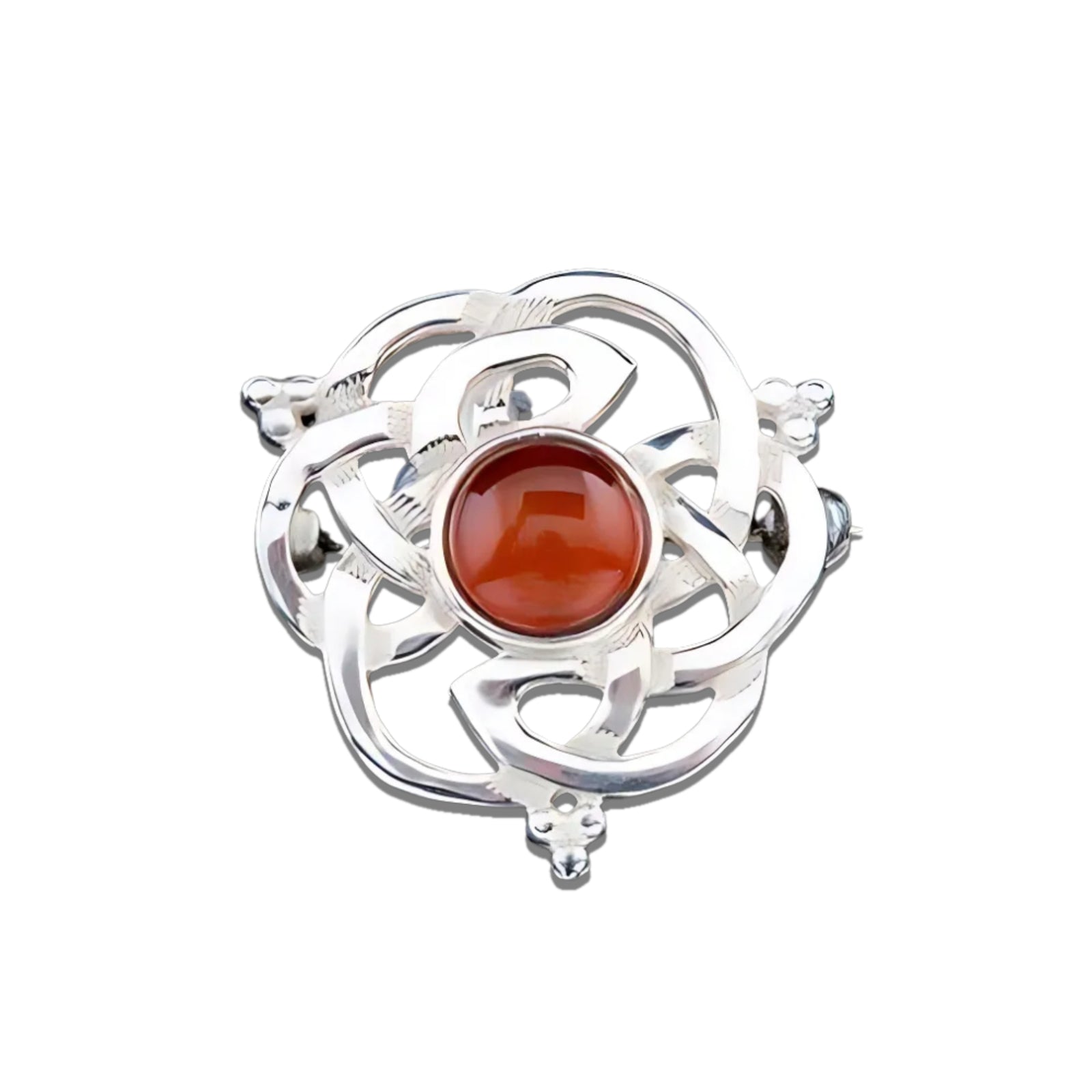 Silver or Gold Amber Celtic Brooch - AB130 Shetland