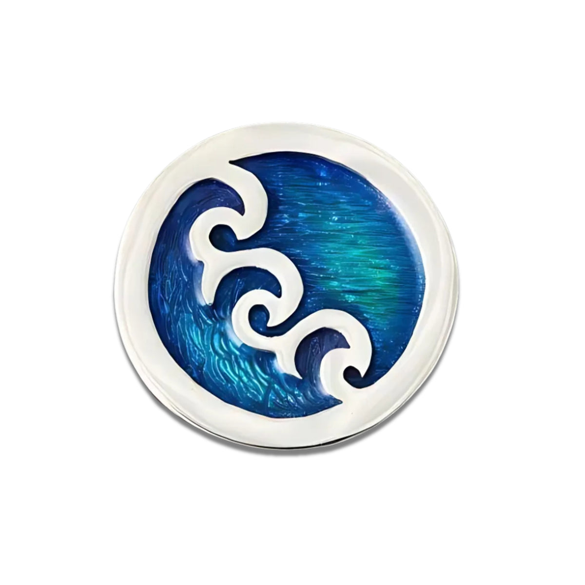 Silver And Enamel Wave Brooch - SSB01