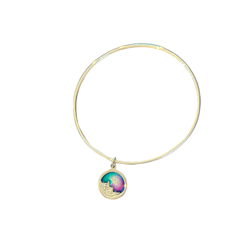 Sterling Silver Mirrie Dancers charm Bangle - BA04 Shetland