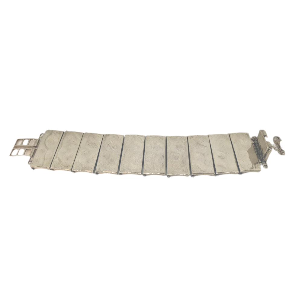 Designer Sterling Silver Wide Hammered Contemporary Bracelet
