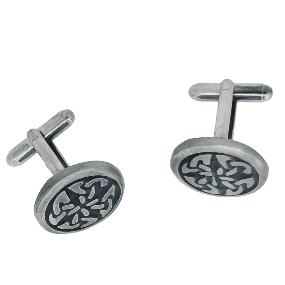 Oxidised Celtic Knot Pewter Cufflinks PC290B Pewtermill