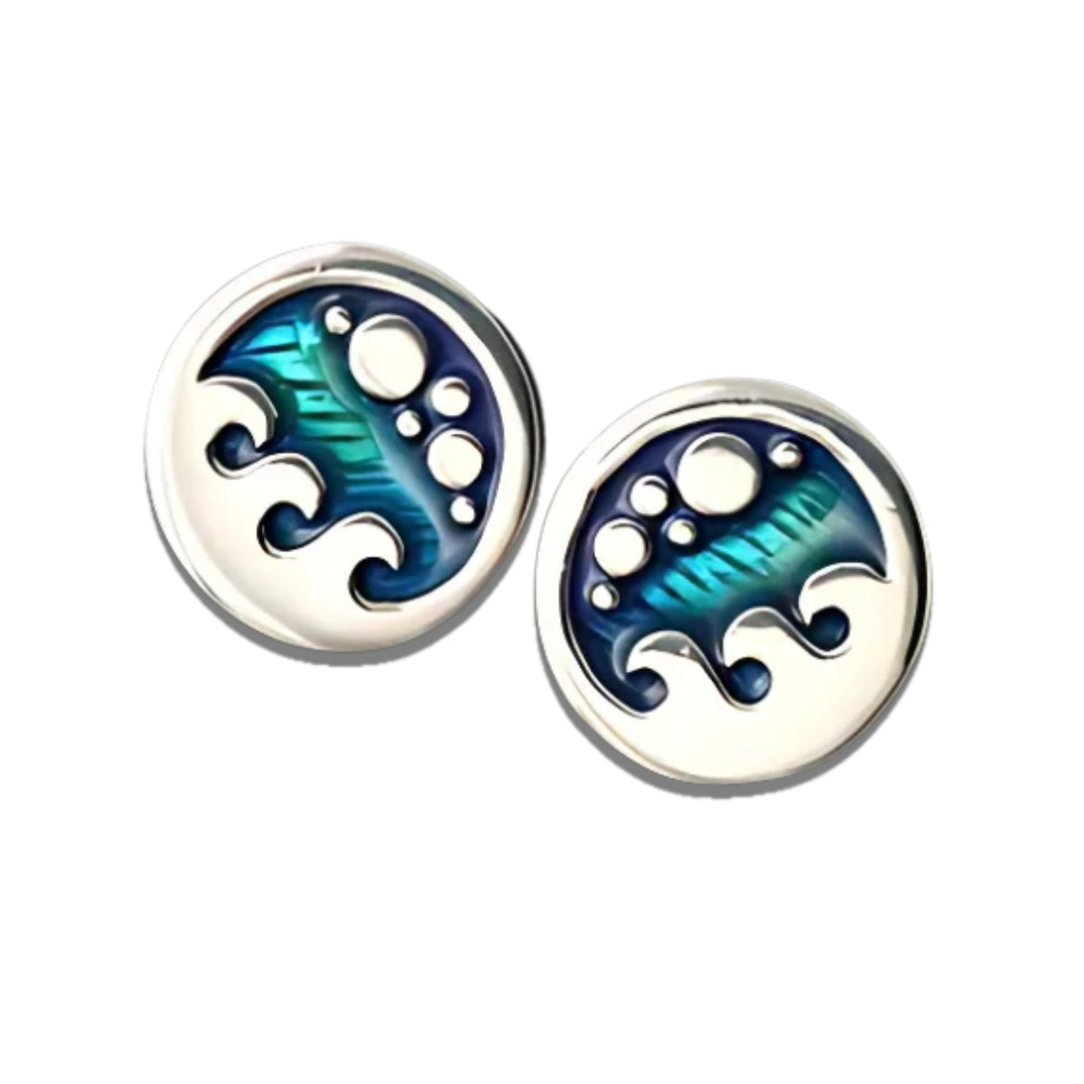 Silver And Enamel Bubble Wave Earrings - SSE661-s Shetland