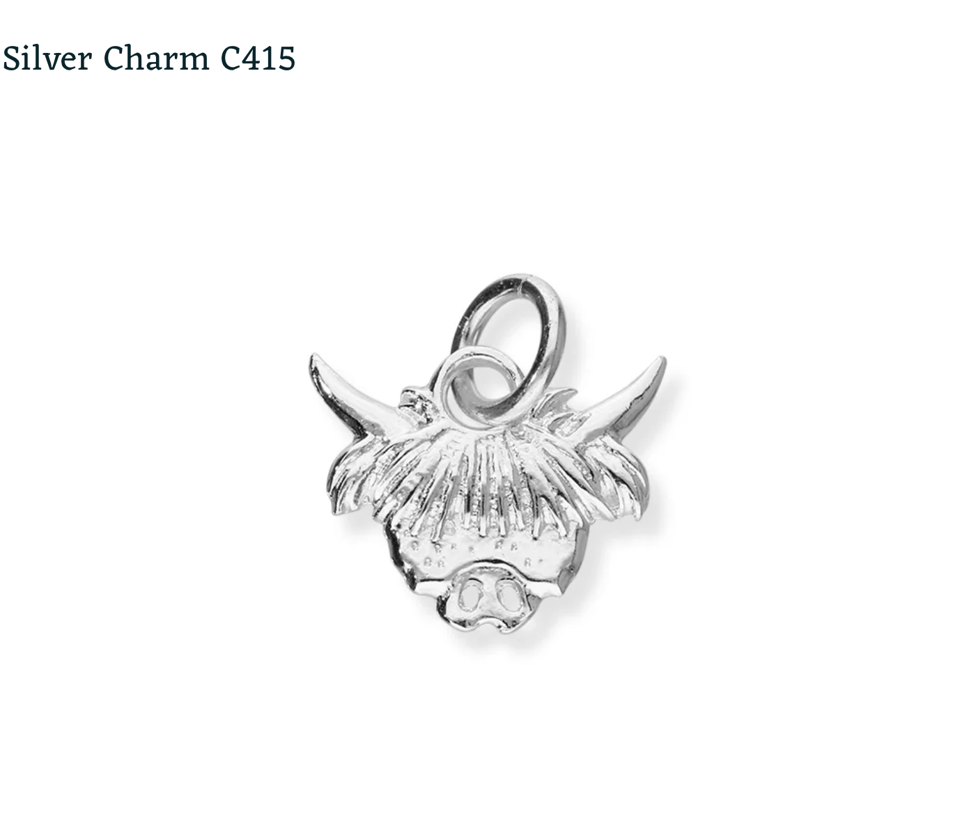 Highland Cow Sterling Silver Charm - C415 Ortak