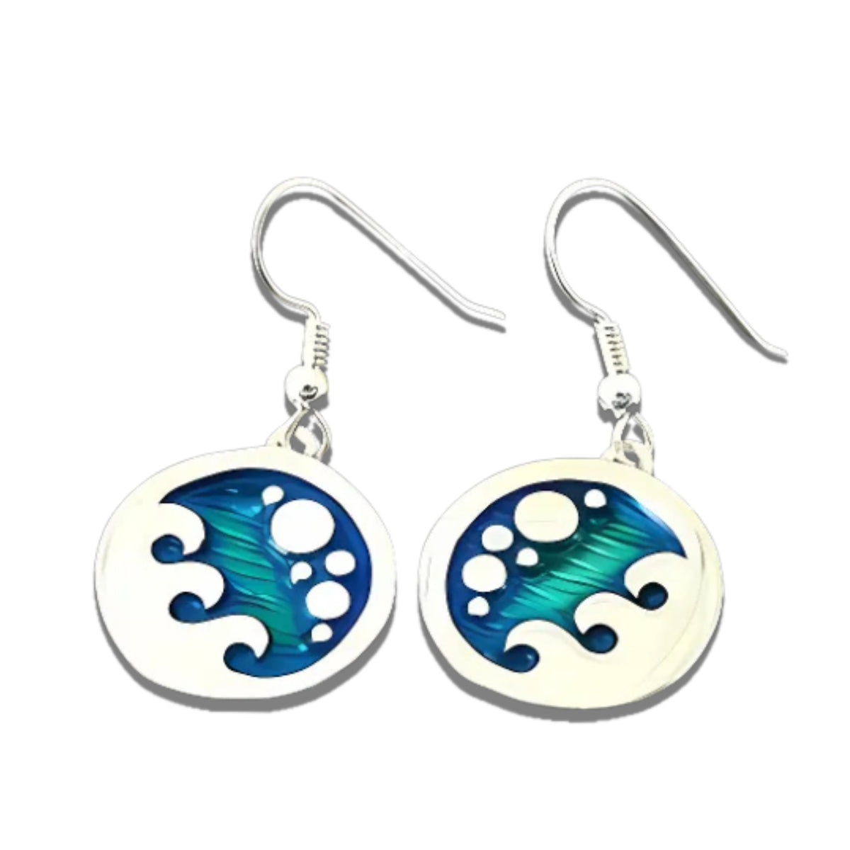 Silver And Enamel Bubble Wave Earrings - SSE661-s Shetland