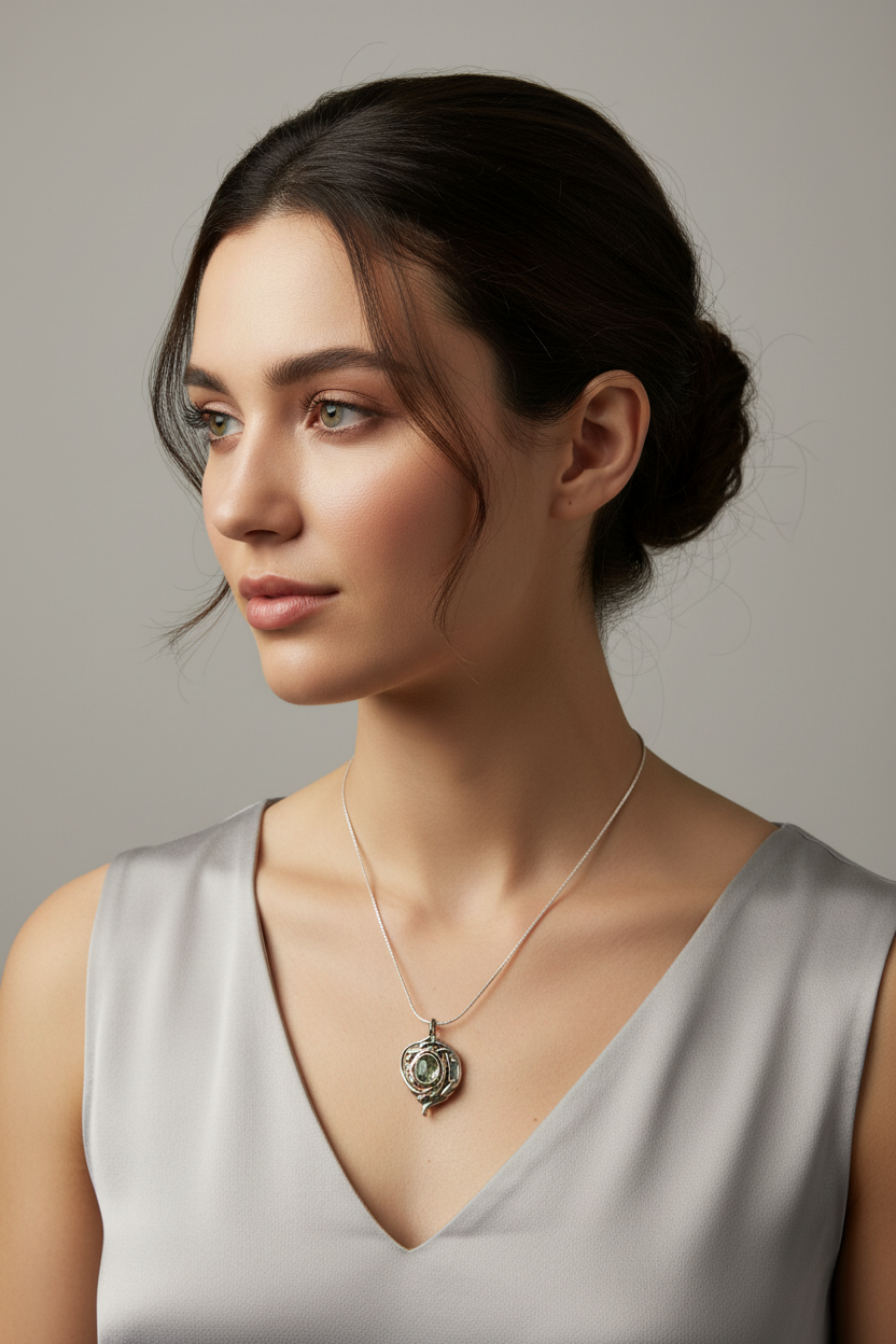 Sterling Silver &amp; Amethyst Pendant - Hagit Gorali