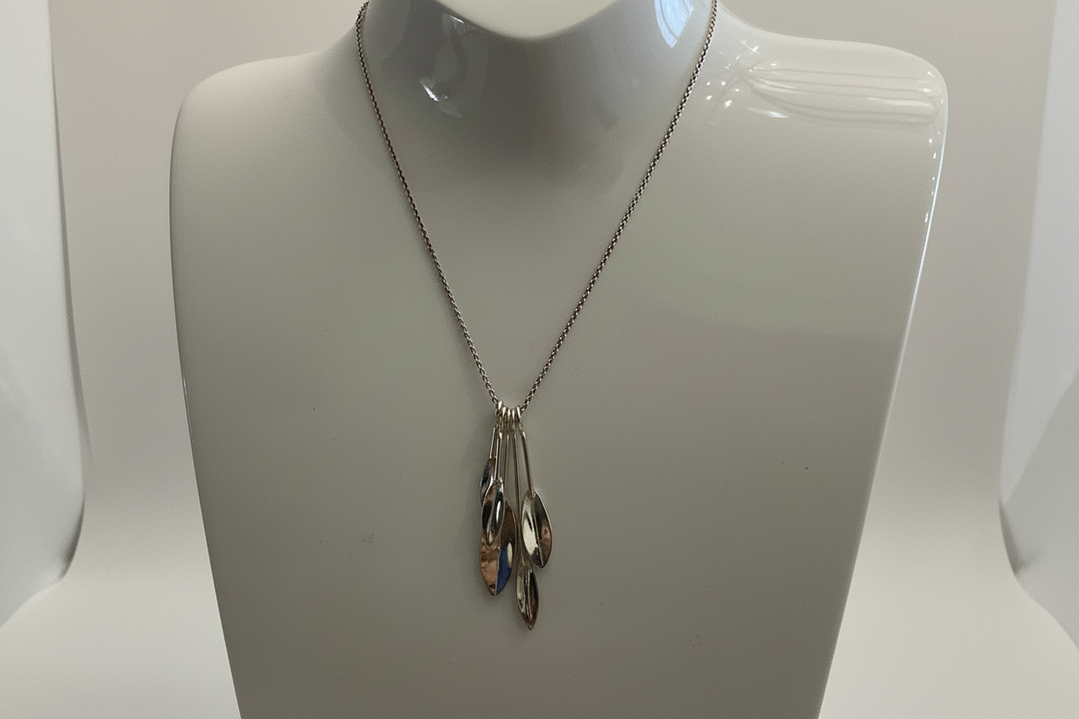 Chris Lewis Sterling Silver Five Olive Leaves Pendant