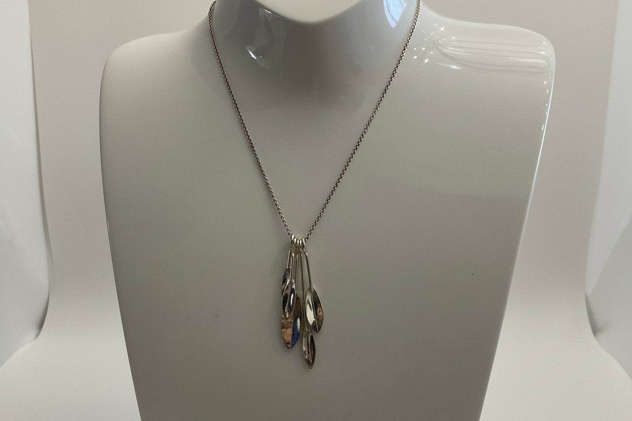 Chris Lewis Sterling Silver Five Olive Leaves Pendant