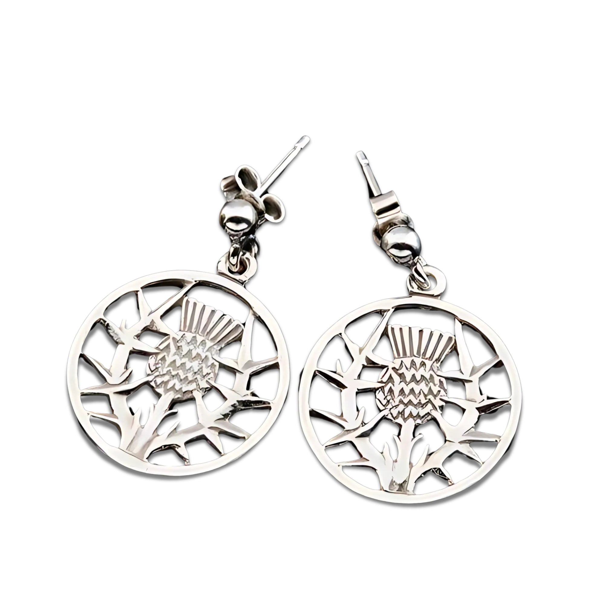 Sterling Silver or Gold Thistle Earrings - E422D