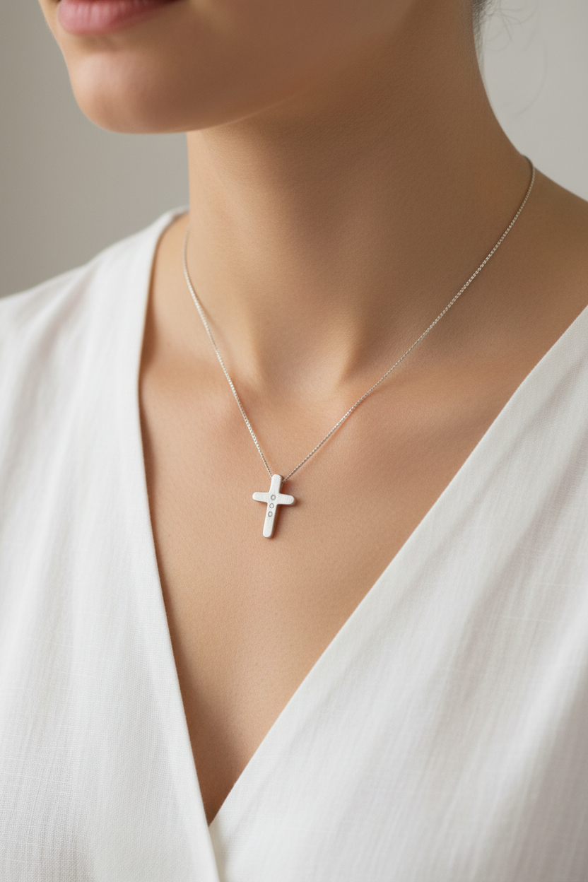 9 Carat White Gold Cross- WG09