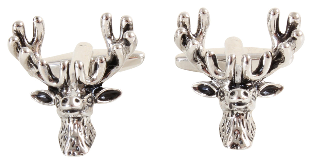 Stags Head Burnished Rhodium Plated Cufflinks