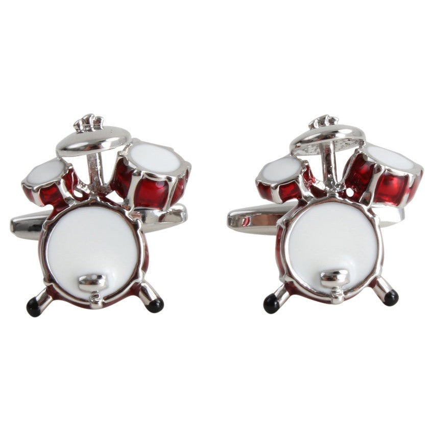 Red Drum Kit Rhodium Music Cufflinks