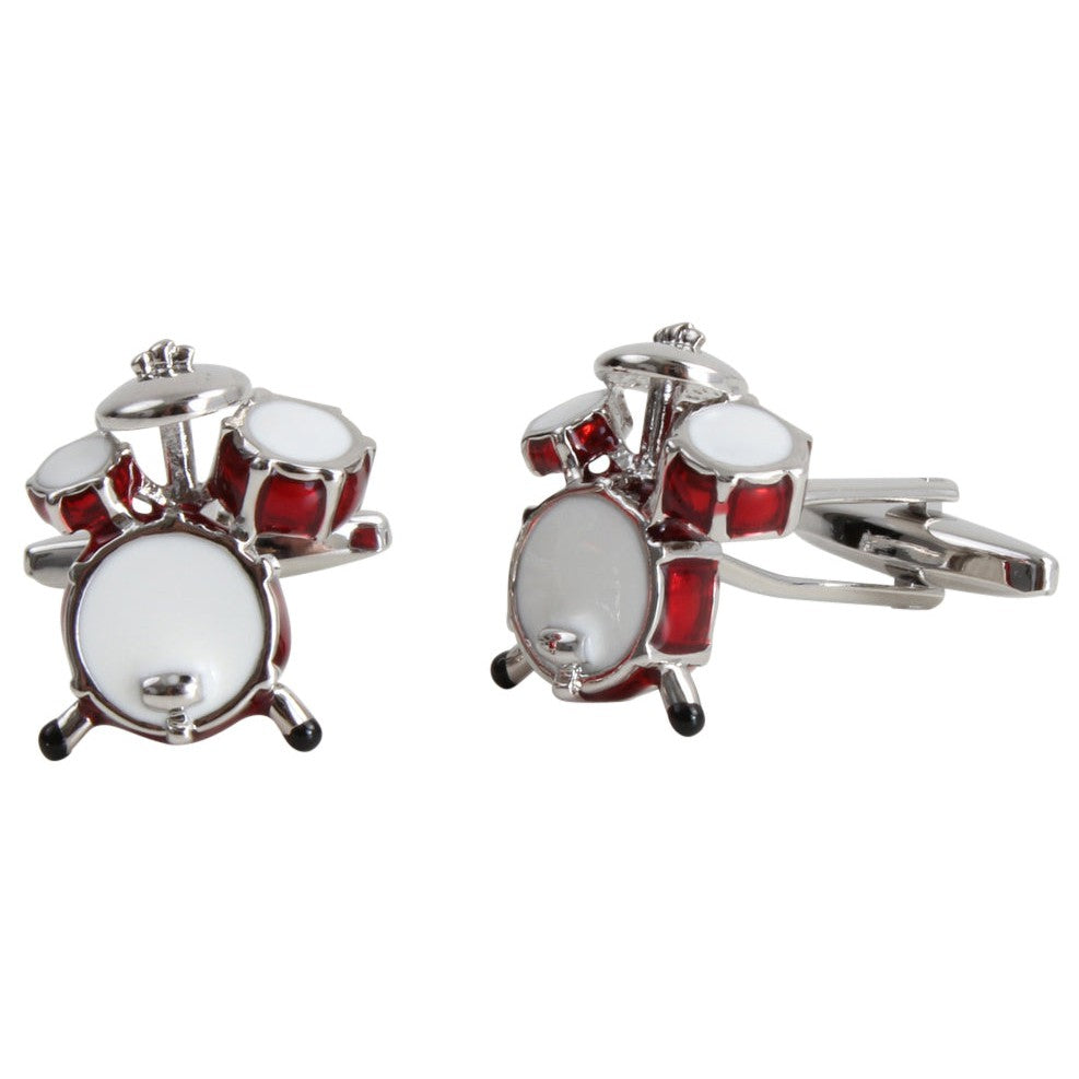 Red Drum Kit Rhodium Music Cufflinks