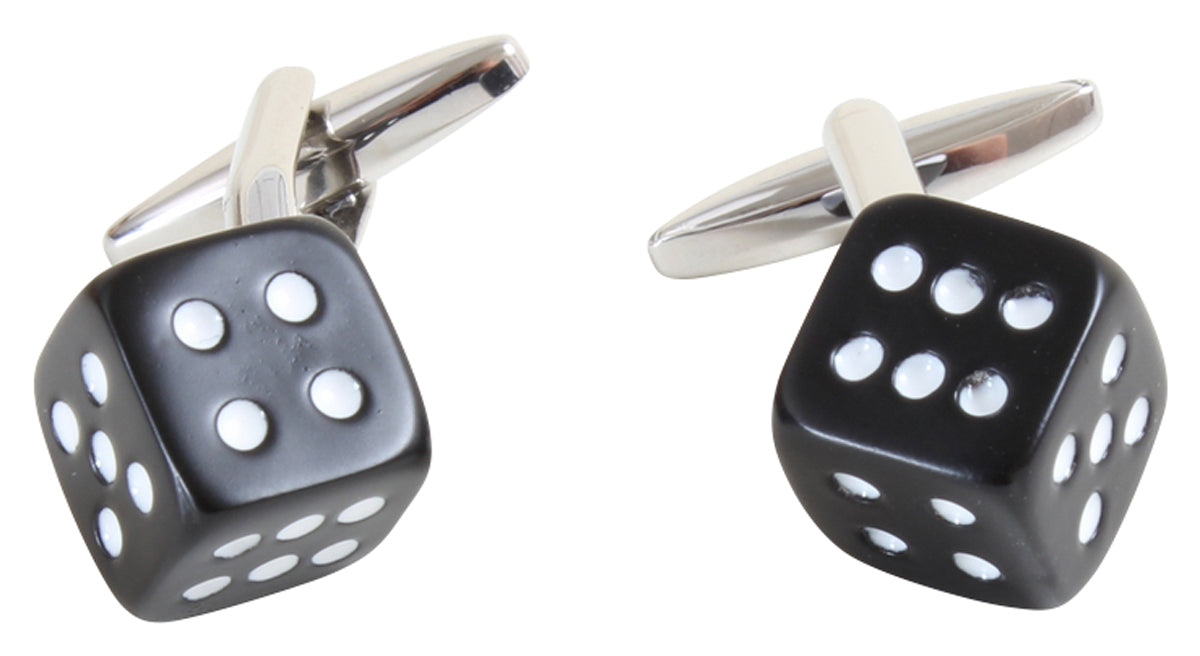 Dice 3D Rhodium Plated Cufflinks