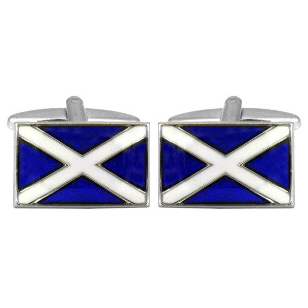 Scottish Flag Rhodium Plated Cufflinks