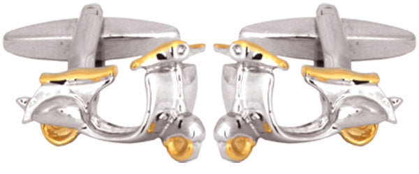 Motor Scooter with Gold Plated Trim Rhodium Cufflinks