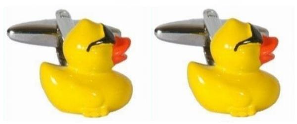 Yellow Rubber Duck Rhodium Plated Cufflinks