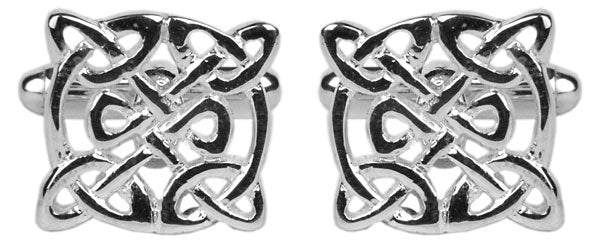 Celtic Round Rhodium Plated Cufflinks
