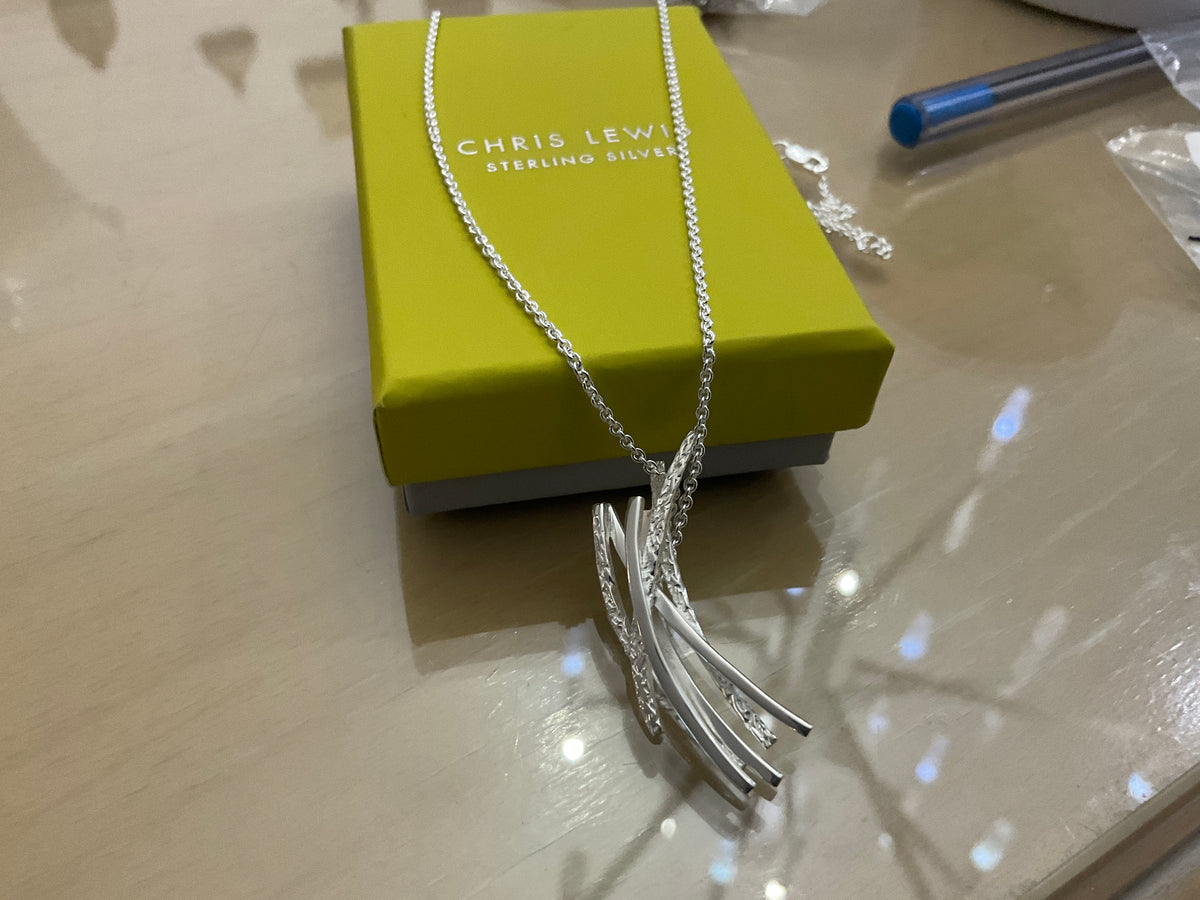 Chris Lewis Sterling Silver Curved Line Pendant