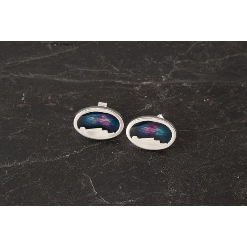 Foula Small Silver/9ct Yellow Gold Stud or Drop Earrings with Enamel FE501 Shetland