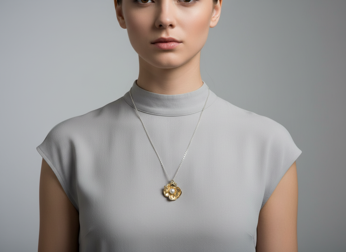 Sterling Silver &amp; Pearl Pendant -H352 Hagit Gorali