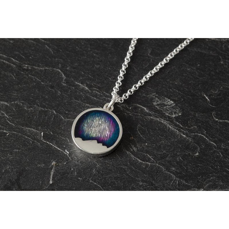 Foula Small Round Silver/9ct Yellow Gold Pendant with Enamel - FP502 Shetland