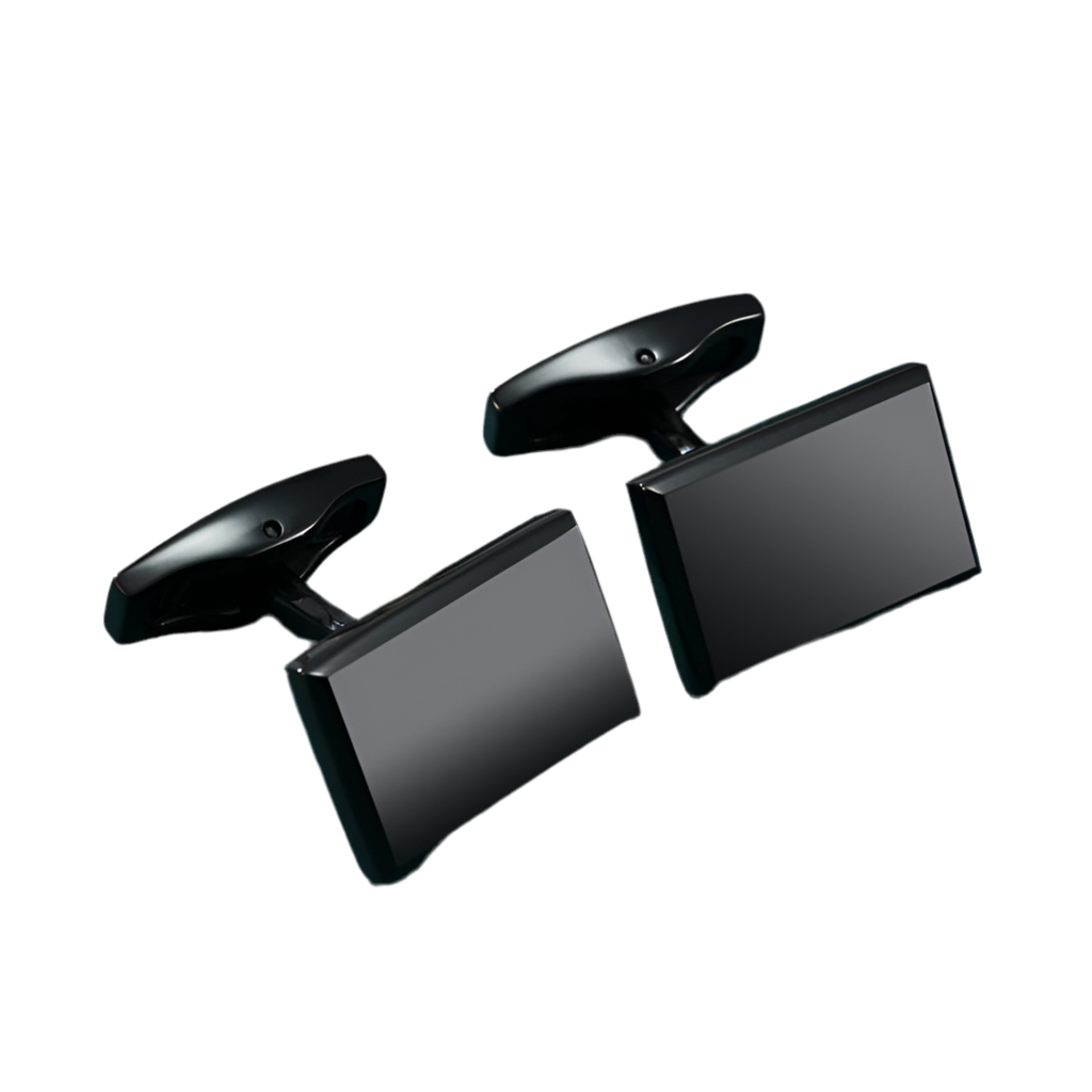 Black Ion Plated Rectangular Stainless Steel Cufflinks - A00004