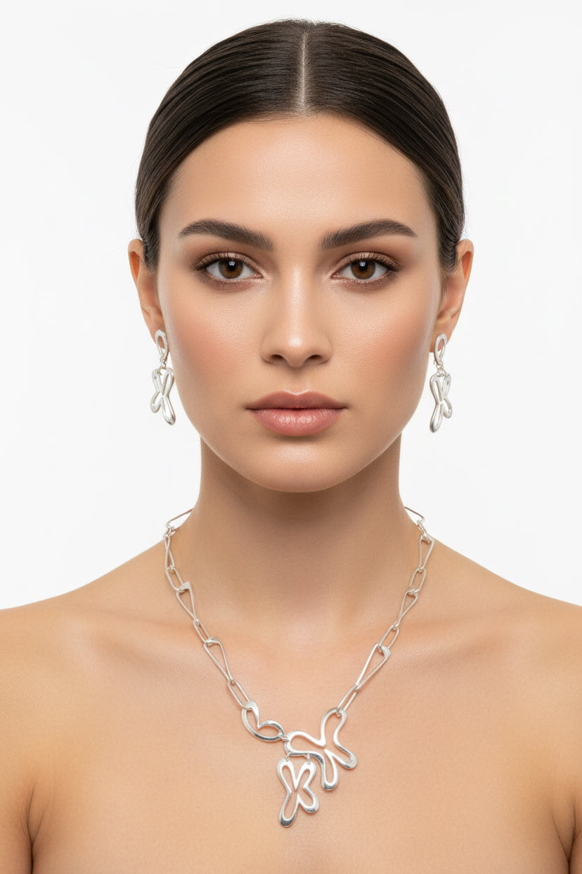 Stunning Silver Necklace  Earrings Set. 700499 Tokash