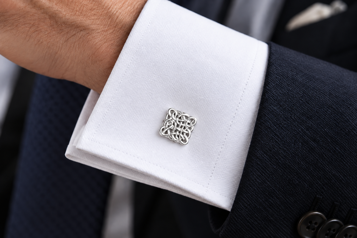 Silver Celtic Anglian Beastie Cufflinks - C300 Shetland