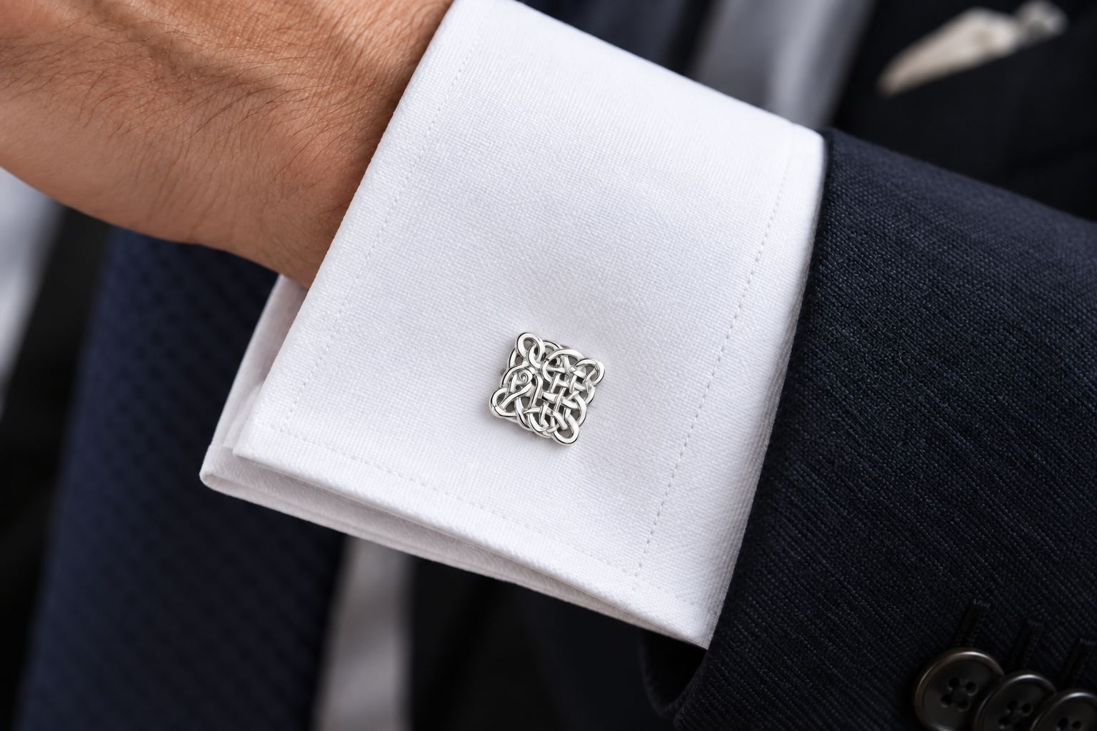 Silver Celtic Anglian Beastie Cufflinks - C300 Shetland