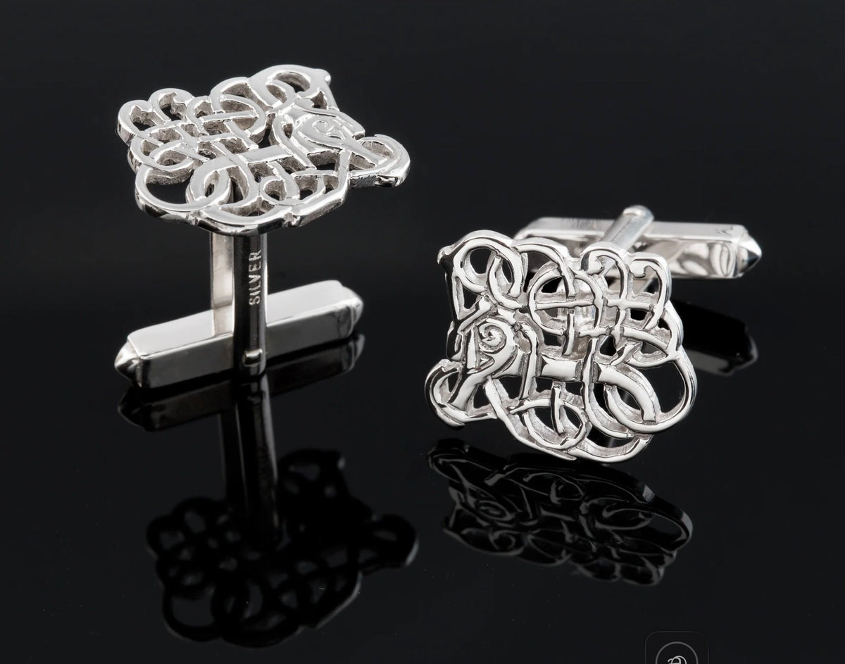 Silver Celtic Anglian Beastie Cufflinks - C300 Shetland
