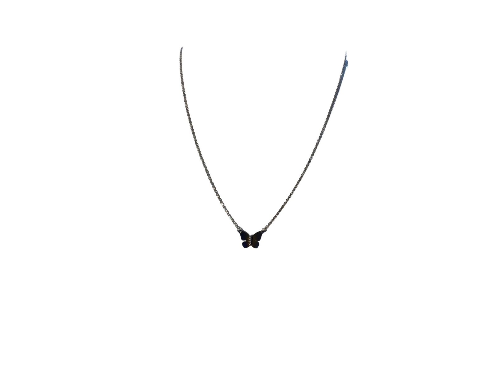 Titanium and Silver tiny Butterfly Necklace 155 LBJ