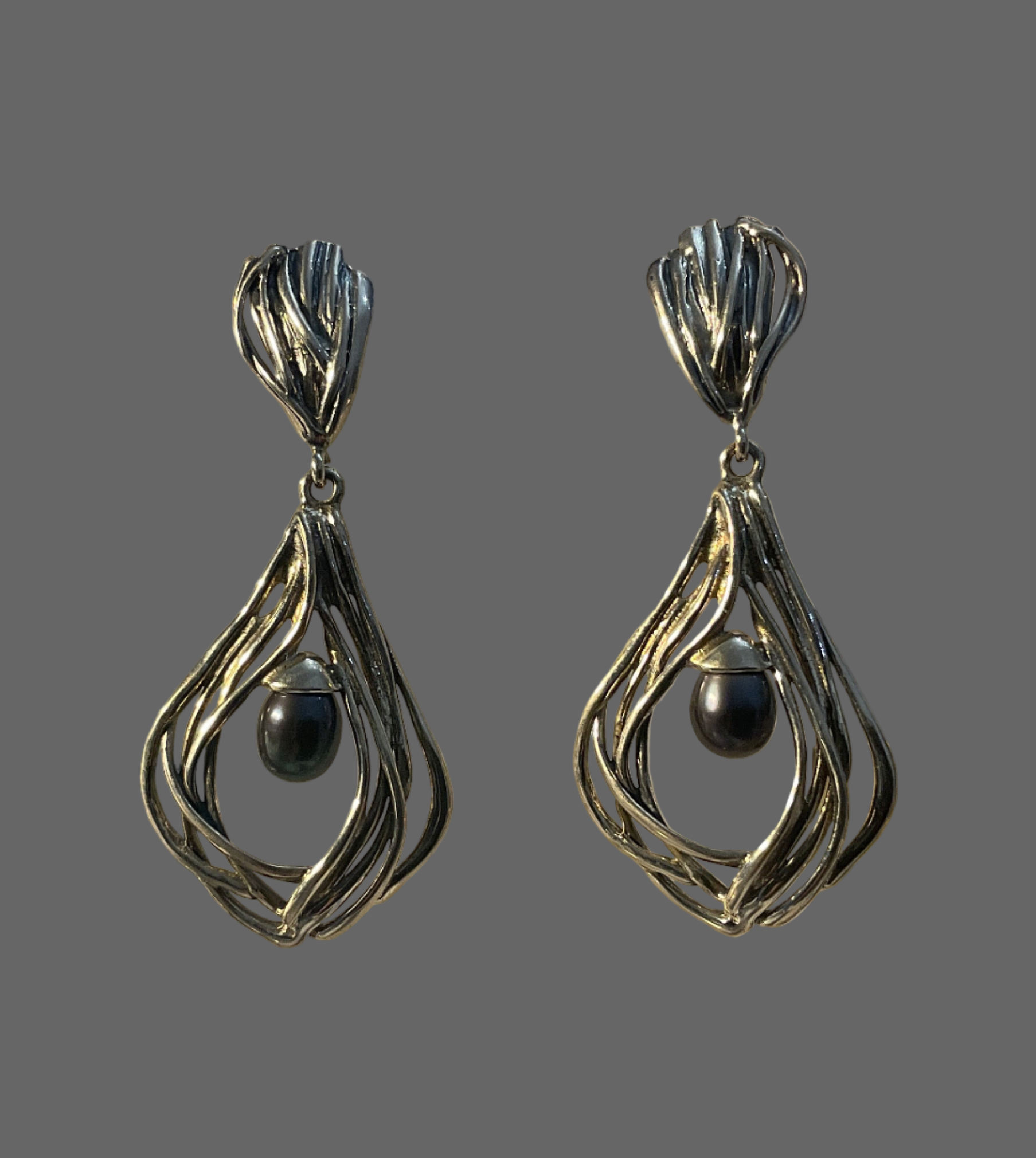 Sterling Silver & Pearl Earrings L159 Hagit Gorali