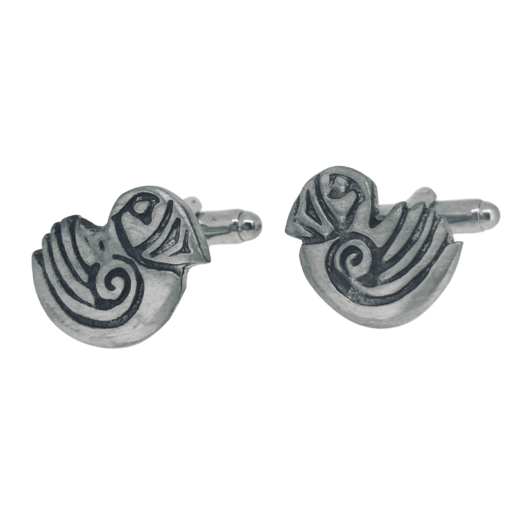 Oxidised Puffin Design Pewter Cufflinks PC33B Pewtermill