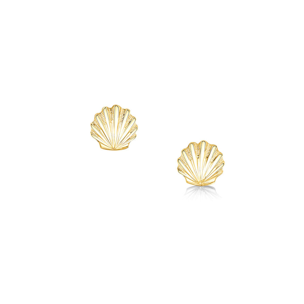 Scallop Sterling Silver or 9ct Yellow Gold Stud Earrings - E00295