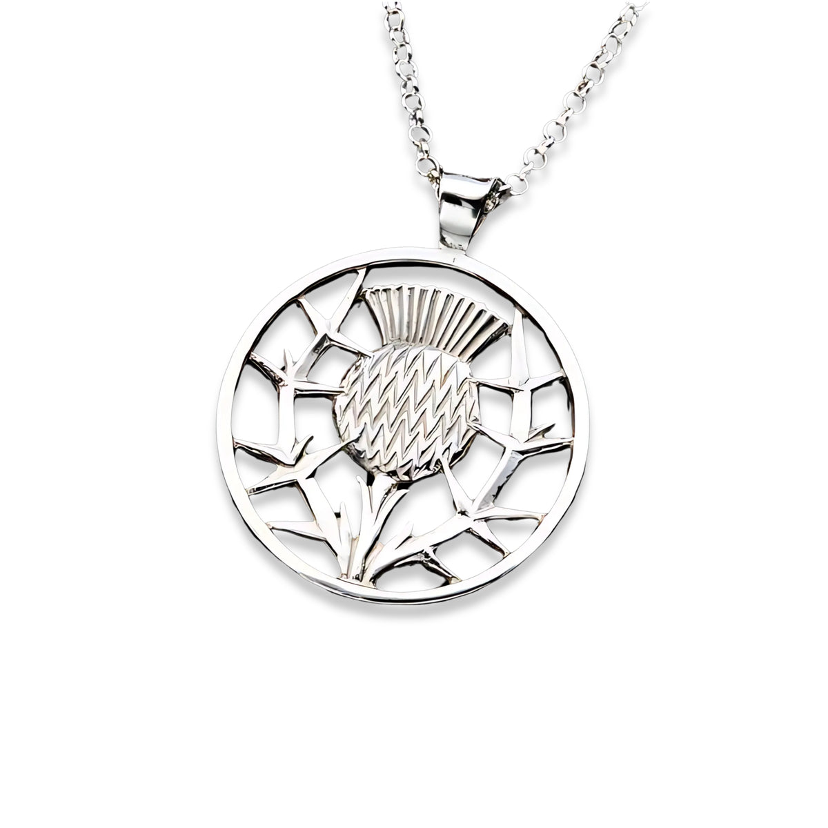 Sterling Silver or Gold Thistle Pendant - P42 Shetland