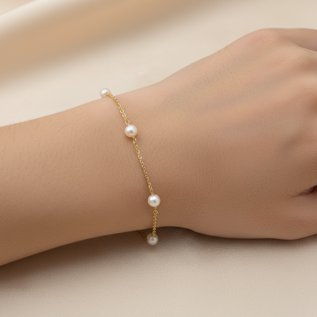 9ct Yellow Gold &amp;Pearl Bracelet- MM2U22-7CP