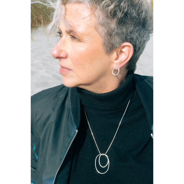 Elements Sterling Silver or Silver and Rose Gold Duo Pendant Aurora