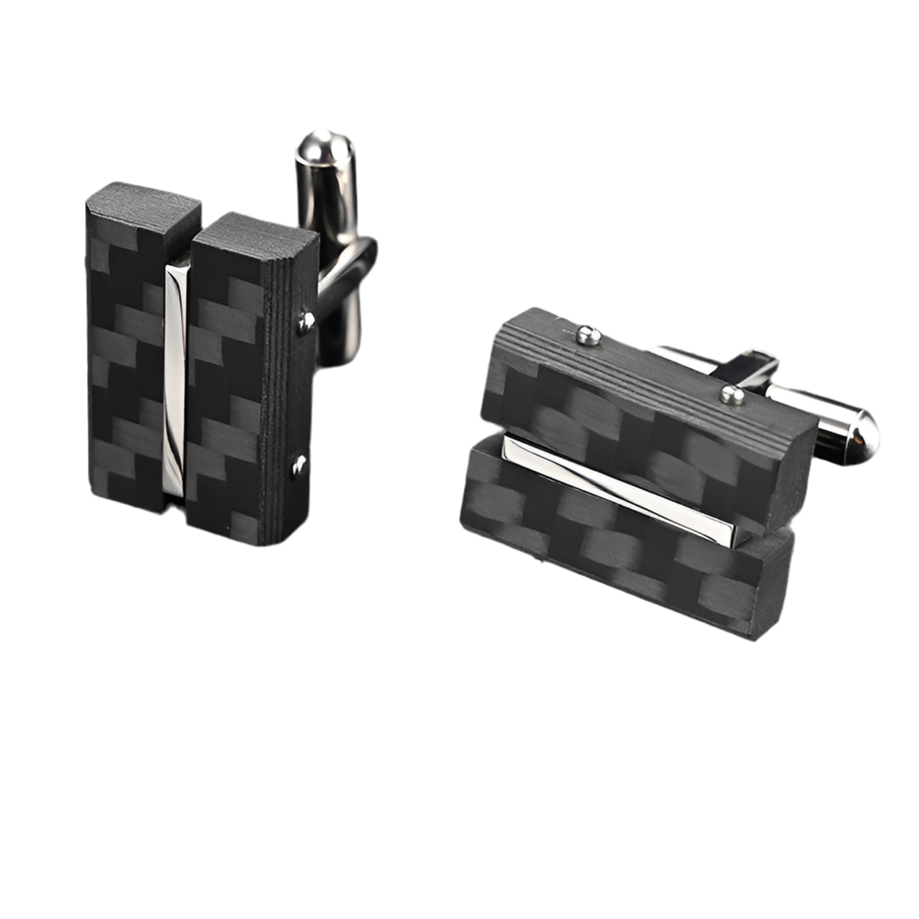 Black Carbon Fiber Stainless Steel Cufflinks - A00012