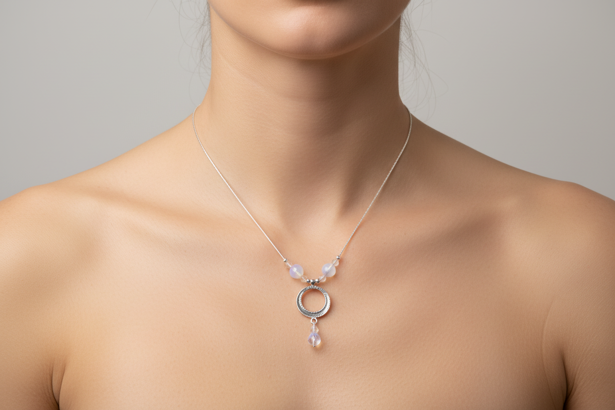 Sterling Silver & Opalite Necklace N4509 Tamir
