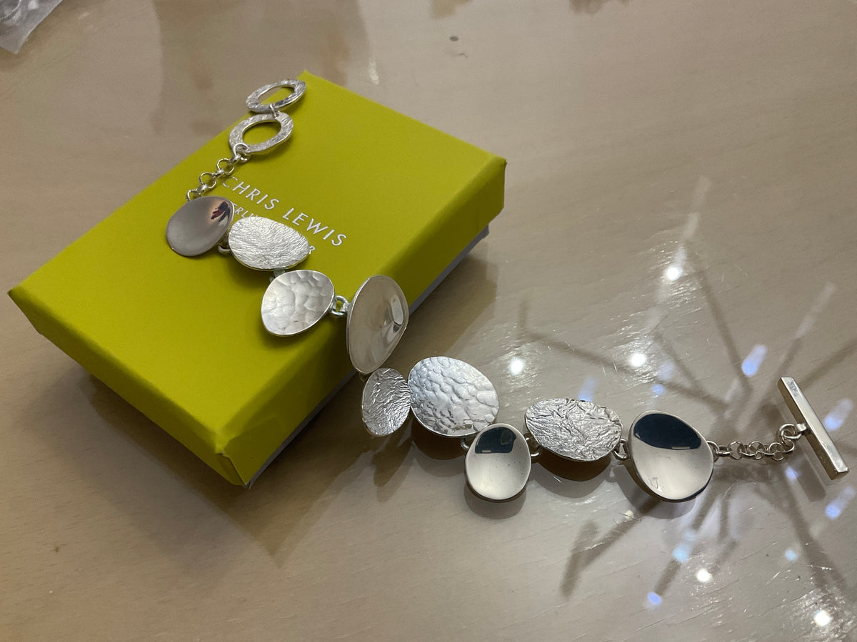 Chris Lewis Sterling Silver Stepping Stone Bracelet - 15