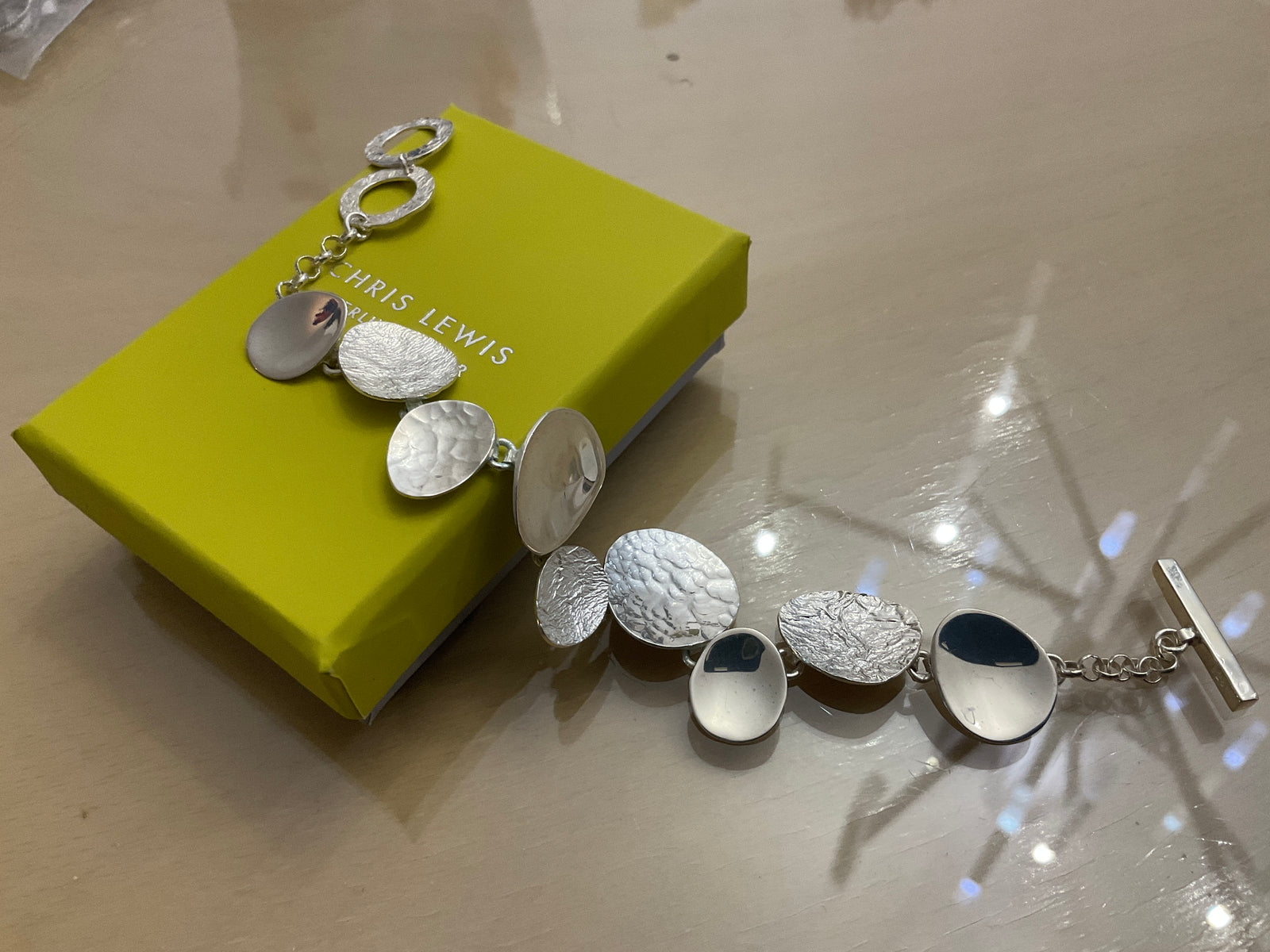 Chris Lewis Sterling Silver Stepping Stone Bracelet - 15
