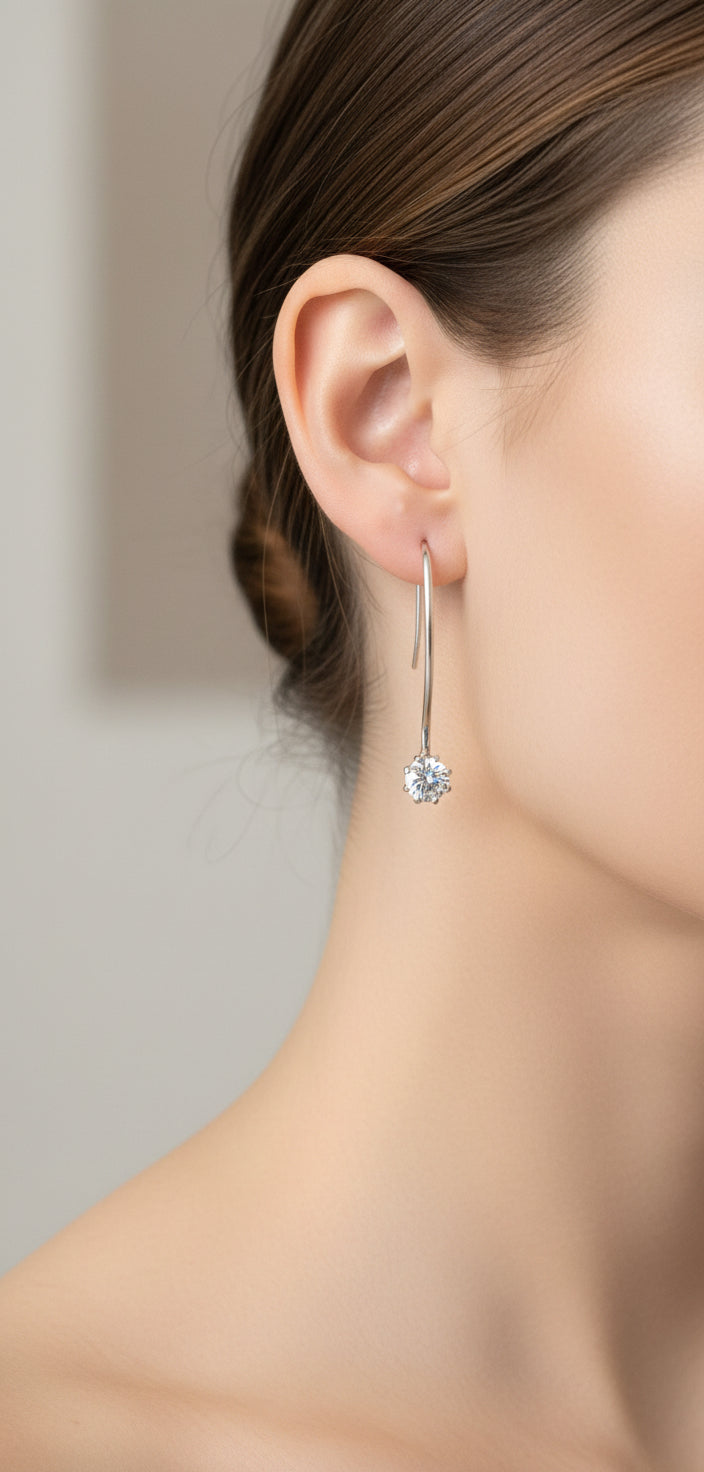 Sterling Silver WOW Earrings, Set With Cubic Zirconia.Tokash