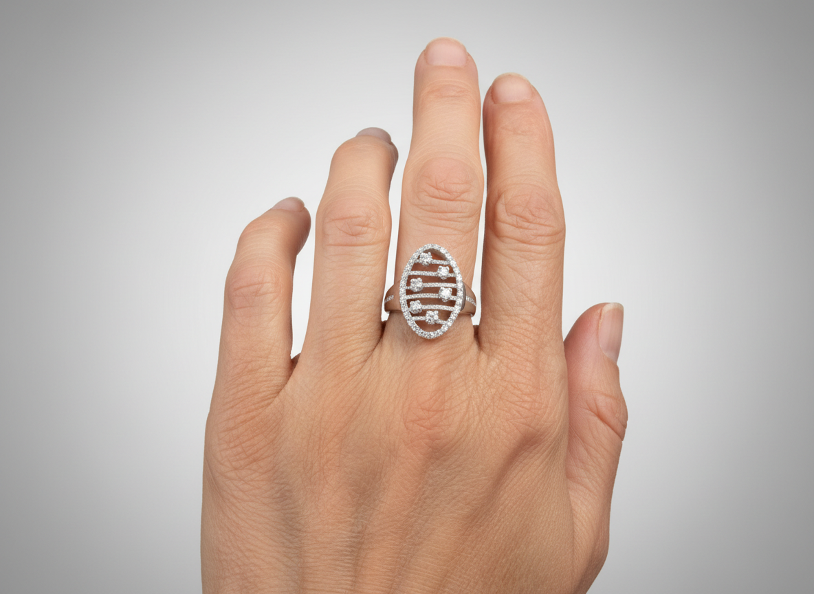 Marco Bicego Oval 18ct White Gold & Diamonds Ring-Ogham Jewellery