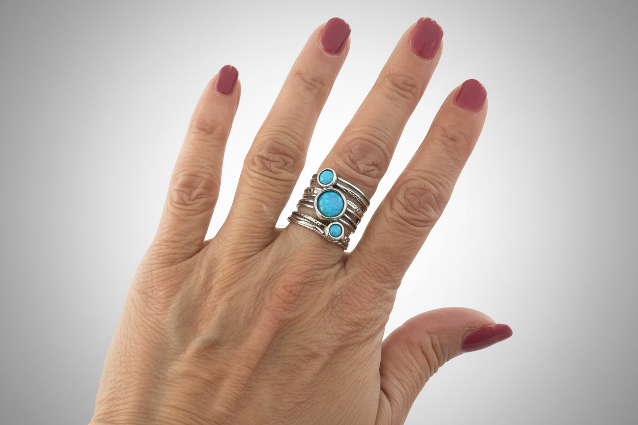 Shablool Designer Silver and Opal Ring - R0034654