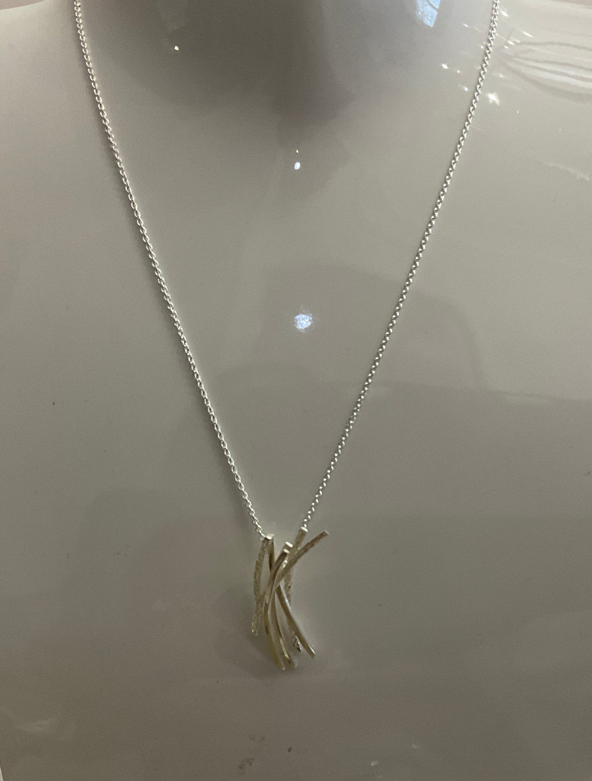 Chris Lewis Sterling Silver Curved Line Pendant
