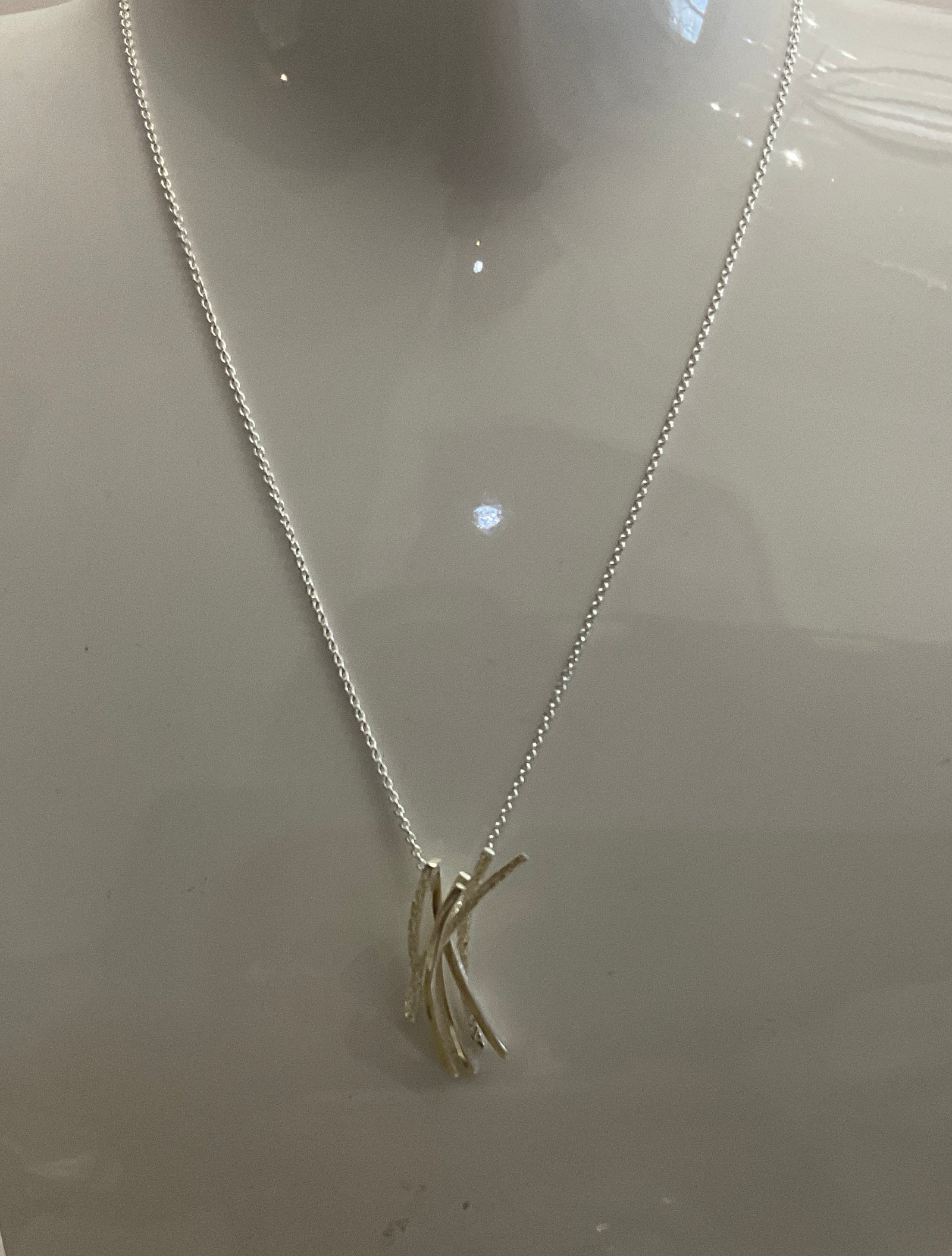 Chris Lewis Sterling Silver Curved Line Pendant