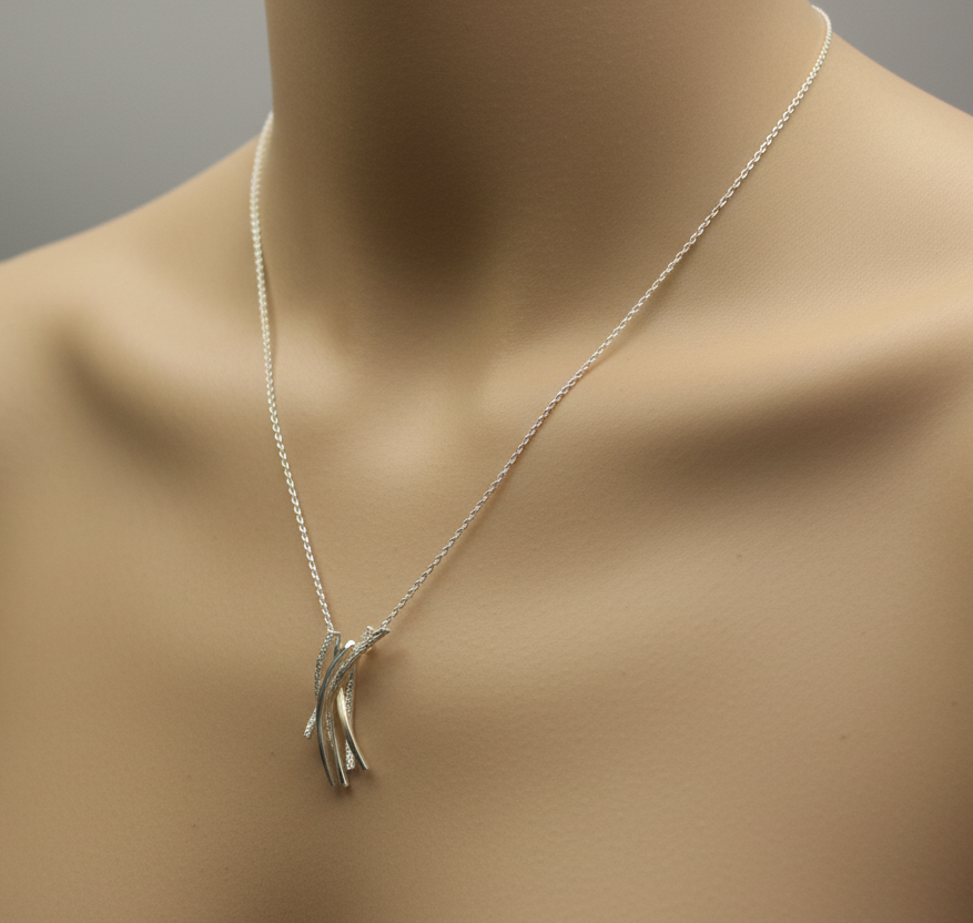 Chris Lewis Sterling Silver Curved Line Pendant