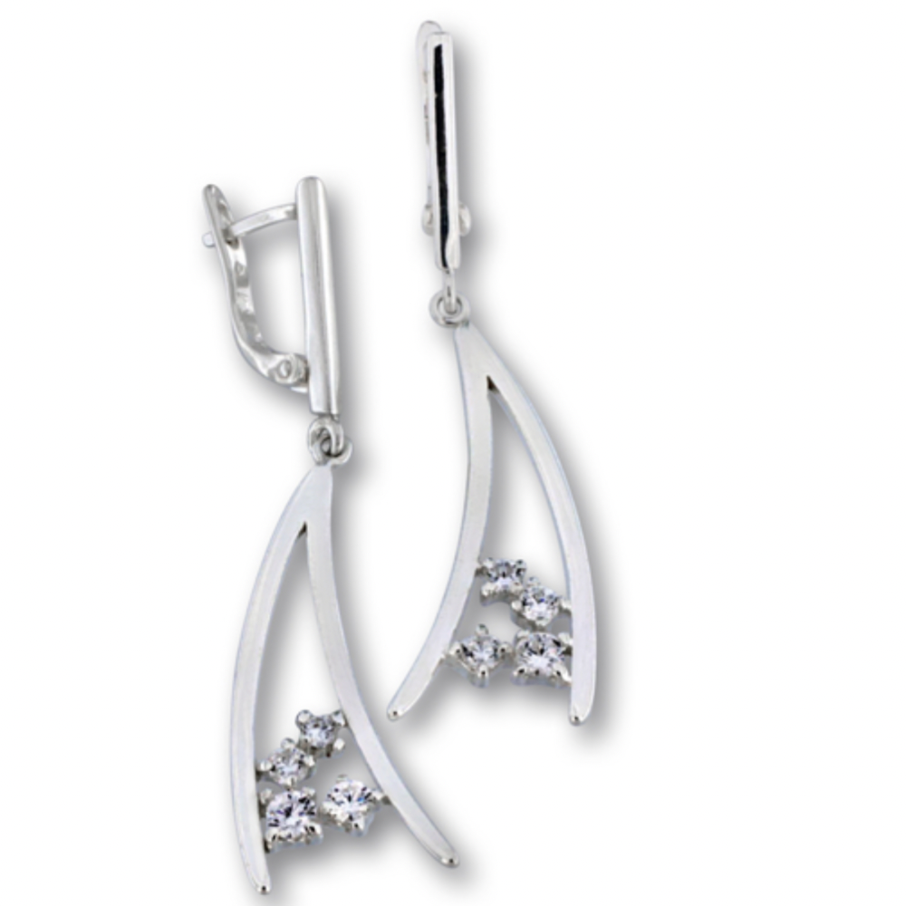 Sterling Silver Earrings Set With Cubic Zirconia.