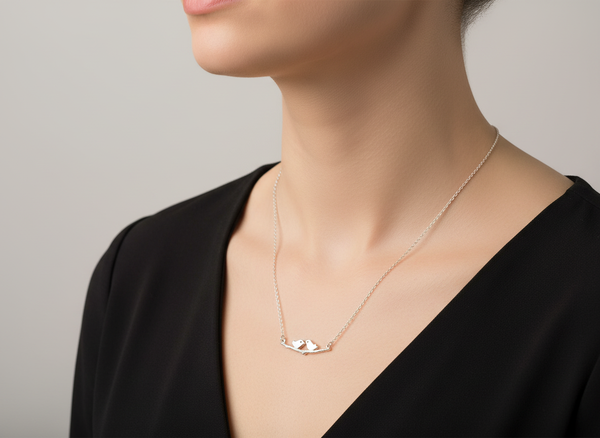 Little Brds on A Branch silver necklace 700550Tokash